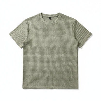 Mens Ice Silk Mesh T-Shirt Breathable Slim Fit Short M-5XL - Collar Detail - QHA UK