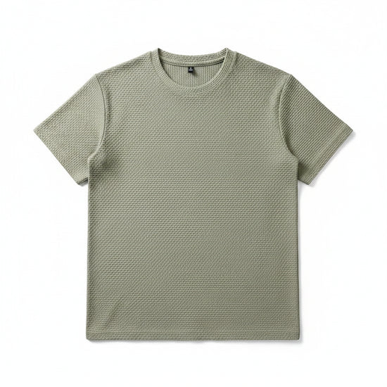 Mens Ice Silk Mesh T-Shirt Breathable Slim Fit Short M-5XL - Collar Detail - QHA UK