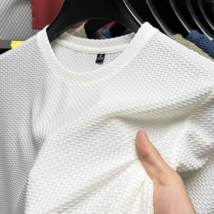 Mens Ice Silk Mesh T-Shirt Breathable Slim Fit Short M-5XL - QHA UK