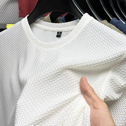 Mens Ice Silk Mesh T-Shirt Breathable Slim Fit Short M-5XL - QHA UK