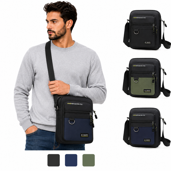 Men's Bag Zip Waterproof Polyester Durable Crossbody Resistant Nylon - QHA UK