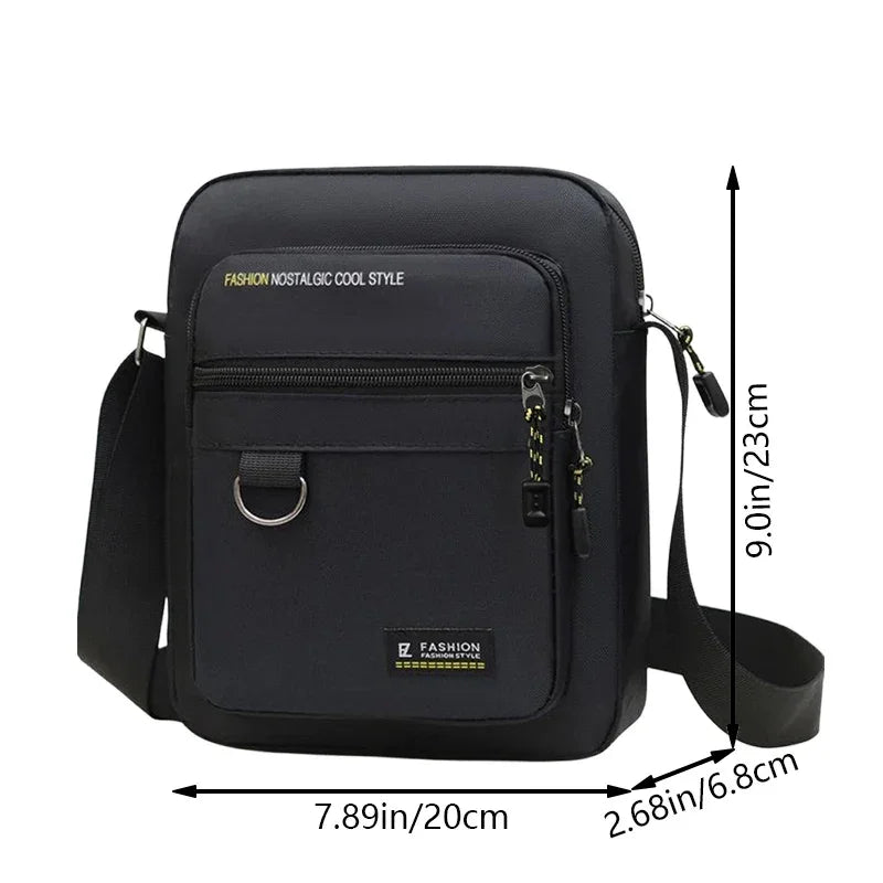Men's Bag Zip Waterproof Polyester Durable Crossbody Resistant Nylon - QHA UK