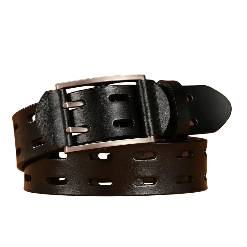 Men's Women's Split Leather Plaid Belt | Casual Punk | 3.8cm | 110–130cm - QHA UK