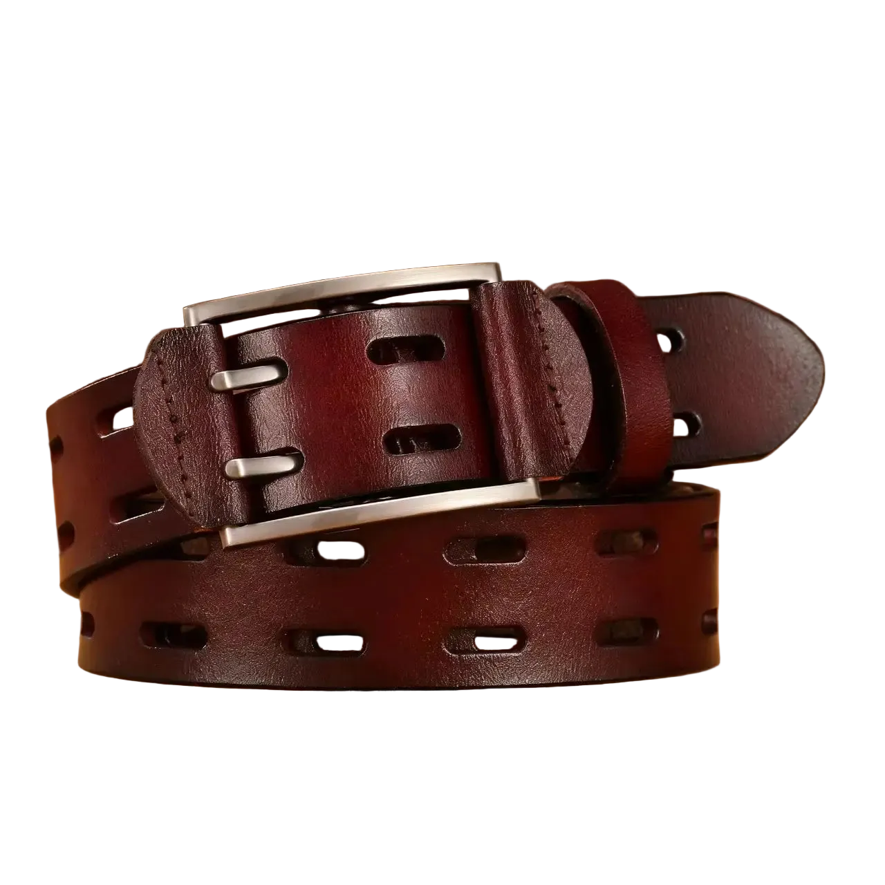 Men's Women's Split Leather Plaid Belt | Casual Punk | 3.8cm | 110–130cm - QHA UK