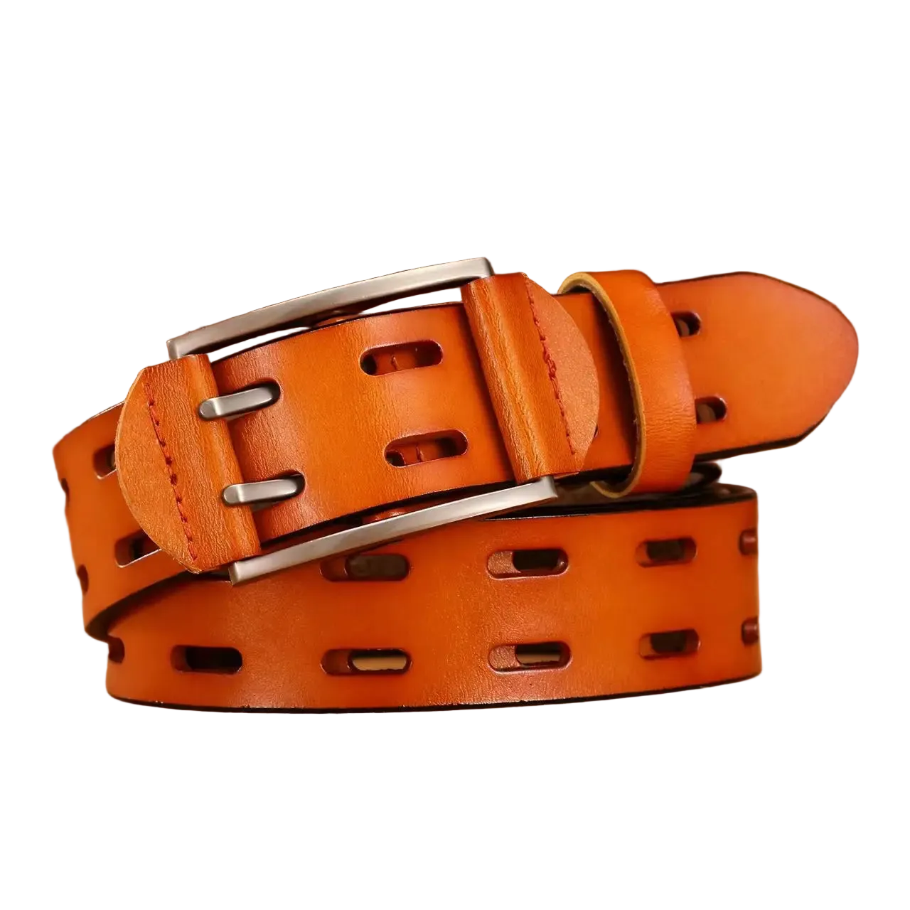Men's Women's Split Leather Plaid Belt | Casual Punk | 3.8cm | 110–130cm - QHA UK
