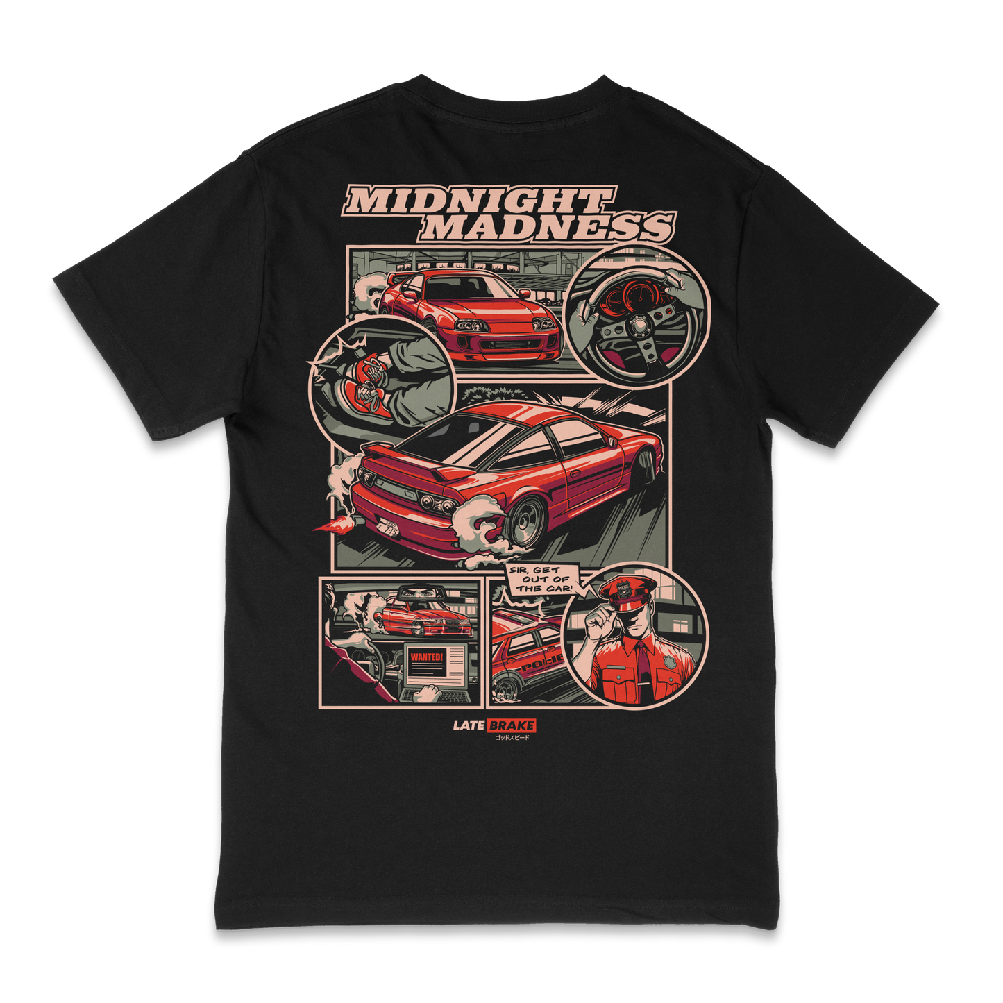 Late Brake Midnight Madness T-Shirt Cotton Car Enthusiast Tee 180gsm - QHA UK