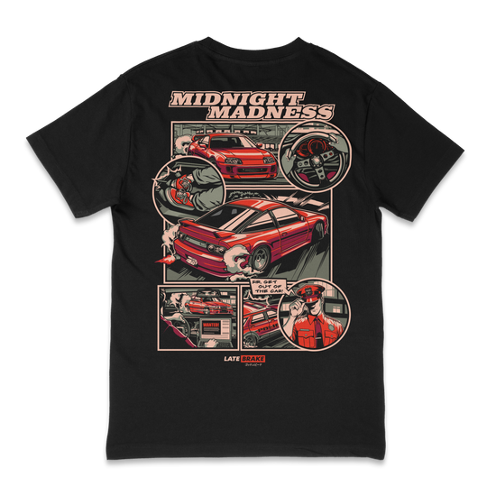 Late Brake Midnight Madness T-Shirt Cotton Car Enthusiast Tee 180gsm - QHA UK