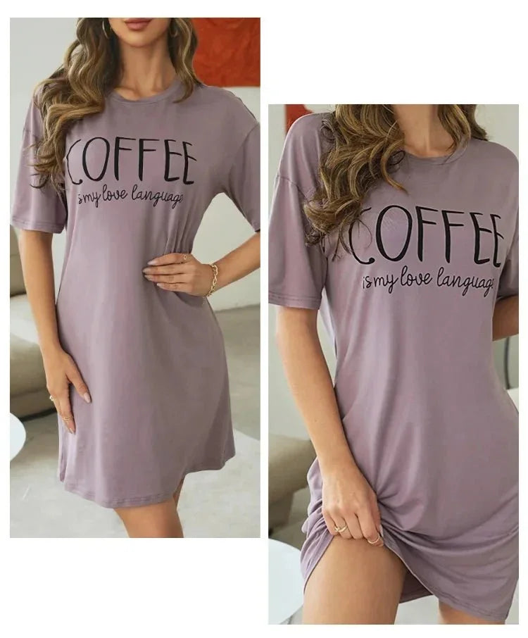 Womens Polyester Elastane Short Sleeve Nightdress S to XL - Sleeve Detail - QHA UK