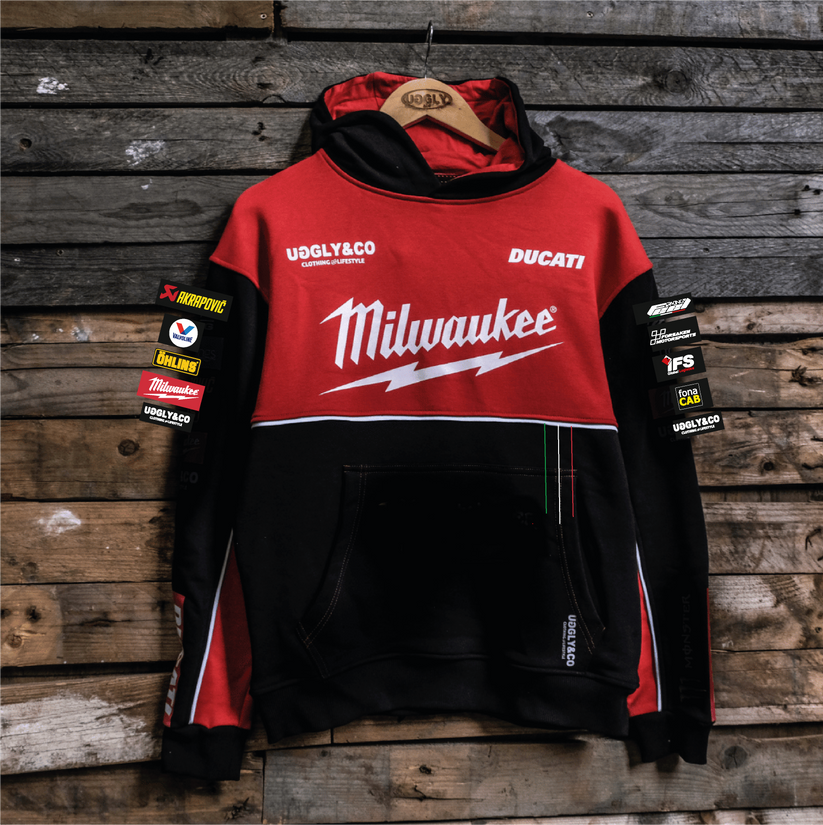 Milwaukee Ducati Teamwear Hoodie Official 2025 Heavyweight Fleece Line - QHA UK
