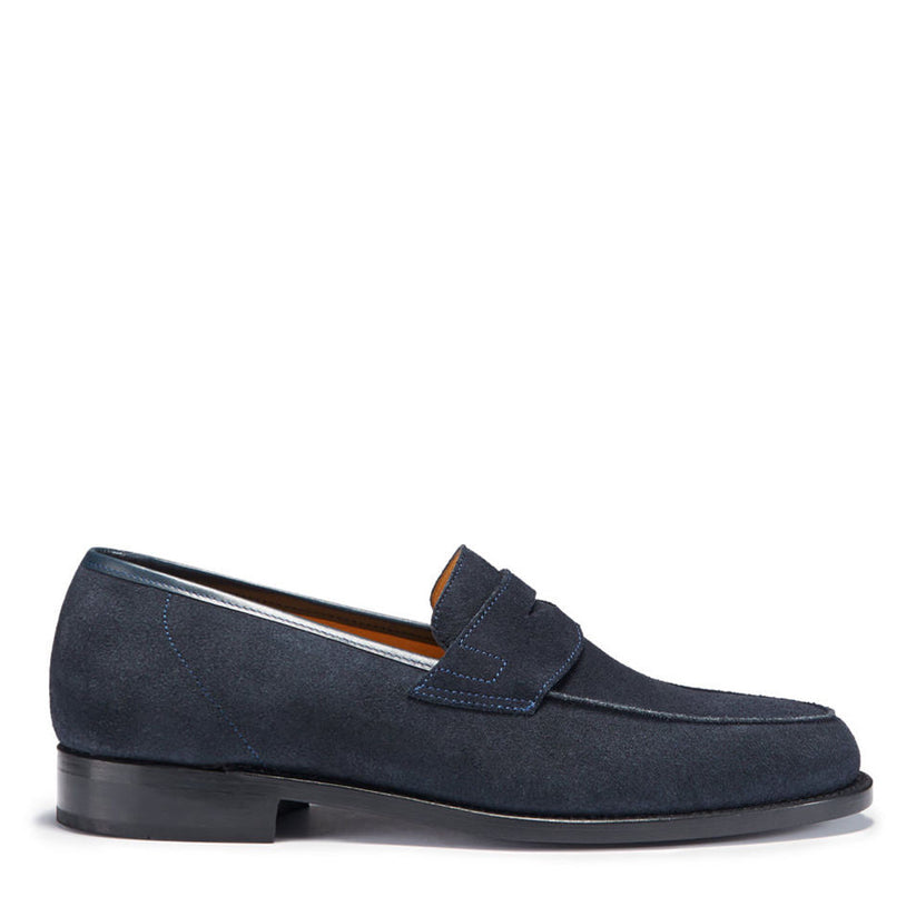 Hugs & Co Mens Navy Blue Suede Loafers Welted Leather Sole UK 7-14 - QHA UK