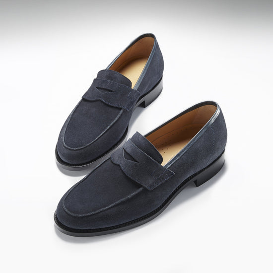 Hugs & Co Mens Navy Blue Suede Loafers Welted Leather Sole UK 7-14 - Sole Detail - QHA UK