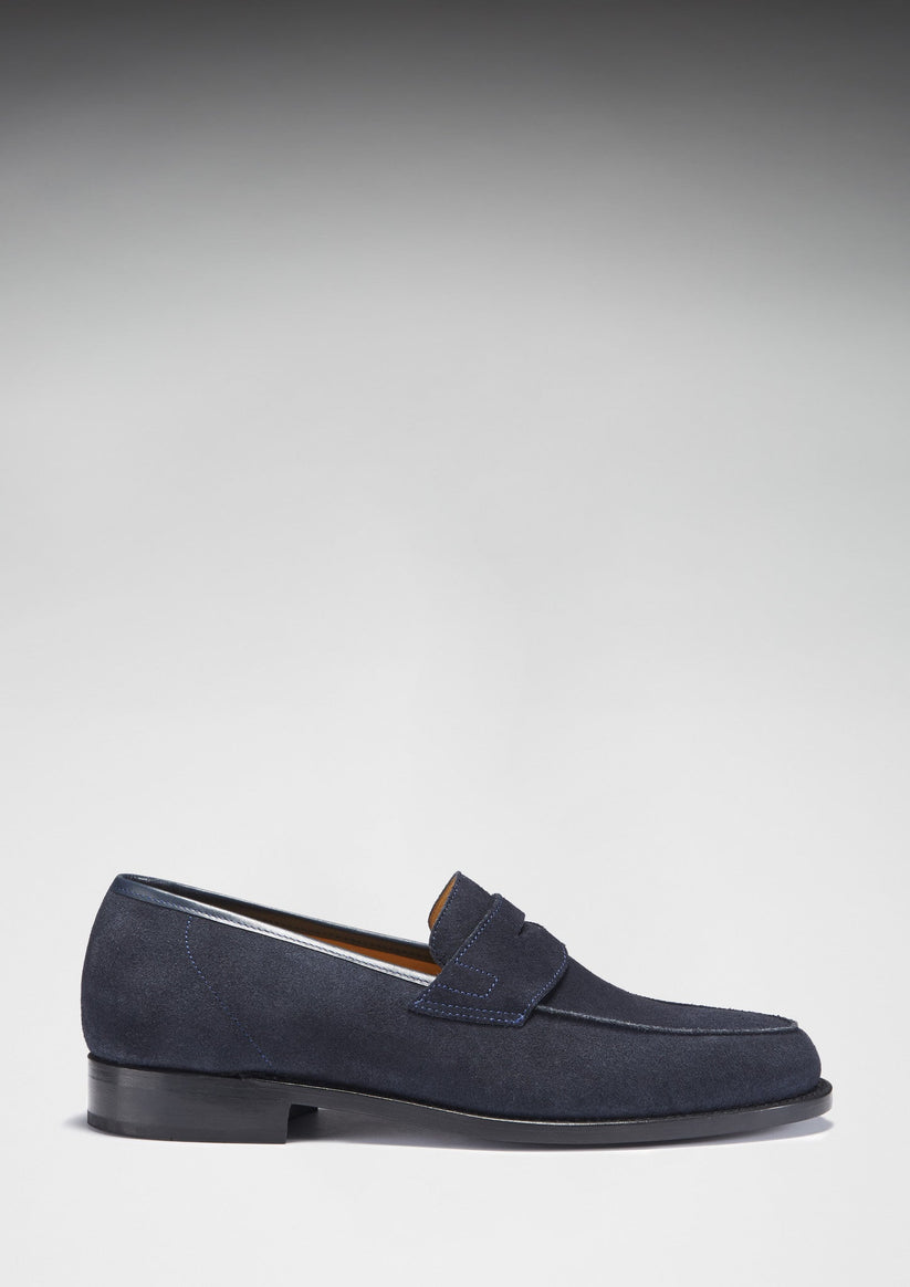 Hugs & Co Mens Navy Blue Suede Loafers Welted Leather Sole UK 7-14 - Sole Detail - QHA UK