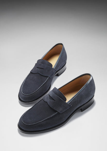 Hugs & Co Mens Navy Blue Suede Loafers Welted Leather Sole UK 7-14 - Sole Detail - QHA UK