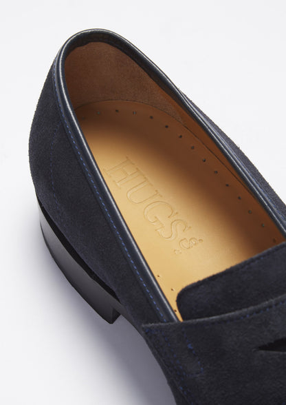 Hugs & Co Mens Navy Blue Suede Loafers Welted Leather Sole UK 7-14 - Sole Detail - QHA UK