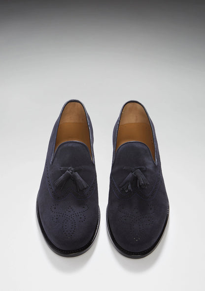 Hugs & Co Mens Navy Blue Suede Tasselled Brogues Welted UK 7-14 - QHA UK
