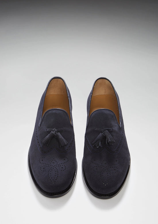 Hugs & Co Mens Navy Blue Suede Tasselled Brogues Welted UK 7-14 - QHA UK