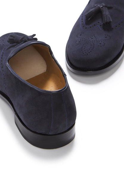 Hugs & Co Mens Navy Blue Suede Tasselled Brogues Welted UK 7-14 - QHA UK