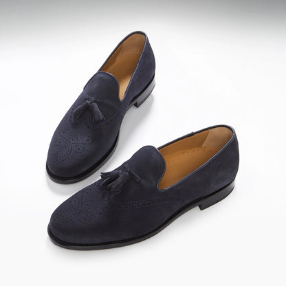 Hugs & Co Mens Navy Blue Suede Tasselled Brogues Welted UK 7-14 - QHA UK