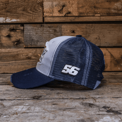 Uggly&Co Navy Blue White Diamond Cap Vintage Mesh Curved Peak - QHA UK