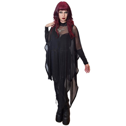 Necessary Evil Gothic Dress Anahita Black Mesh Layer UK Made UK 8-20 - QHA UK