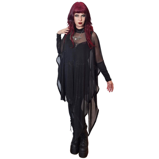 Necessary Evil Gothic Dress Anahita Black Mesh Layer UK Made UK 8-20 - QHA UK