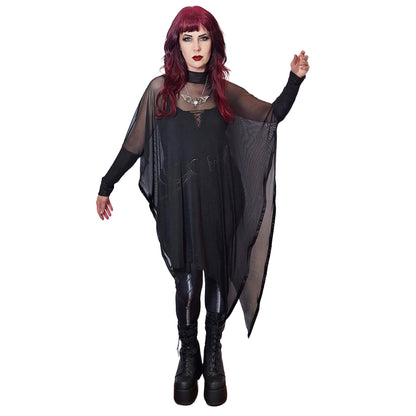 Necessary Evil Gothic Dress Anahita Black Mesh Layer UK Made UK 8-20 - QHA UK