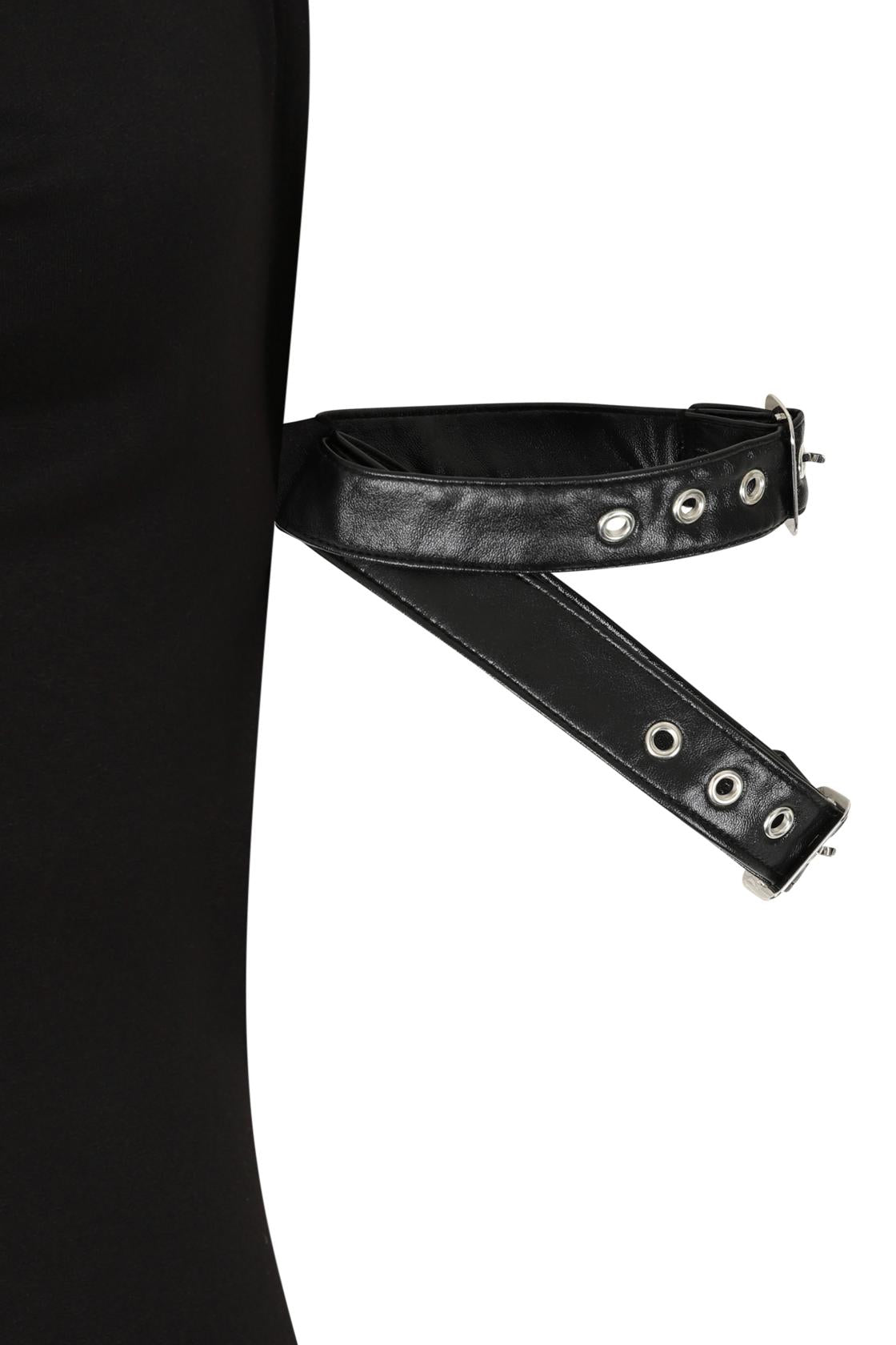 Necessary Evil Gothic Top Aphrodite Plunge Cowl Neck Faux Leather - Collar Detail - QHA UK
