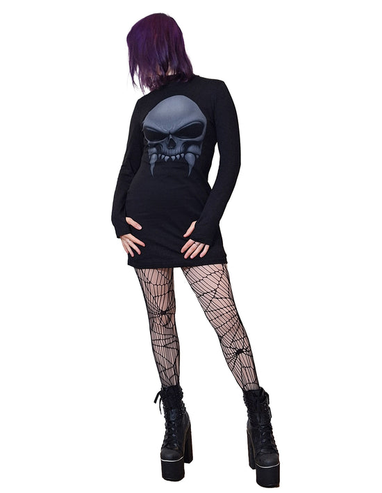 Necessary Evil Mini Dress Athena Vampire Skull Print UK 8-16 - QHA UK