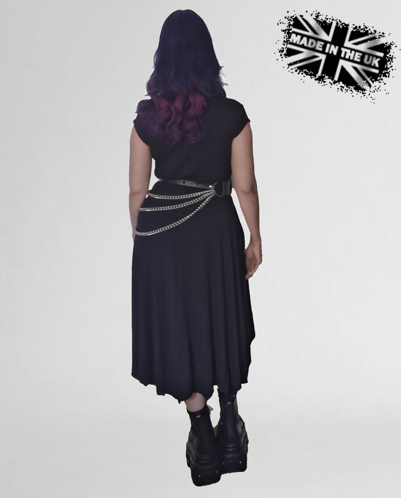 Necessary Evil Gothic High-Low Dress Evaki Bat Wing Hem with Pockets - QHA UK
