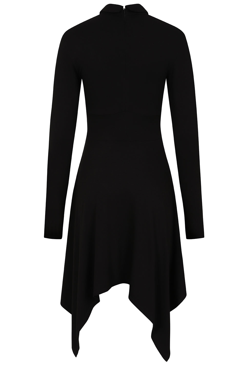 Necessary Evil Gothic Midi Dress Kali Handkerchief Hem Long Sleeve - Sleeve Detail - QHA UK
