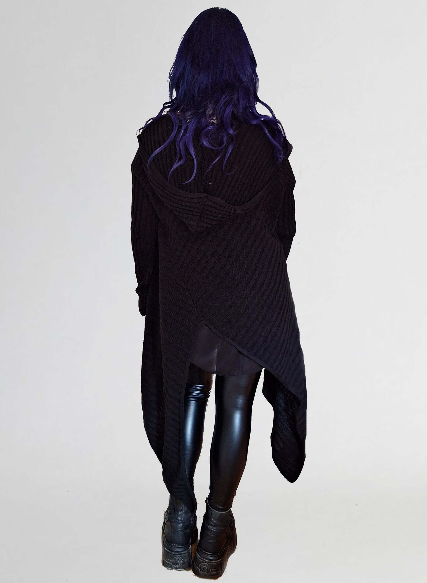 Necessary Evil Women's Cardigan Ribbed Sabrina Draped with Hood - QHA UK