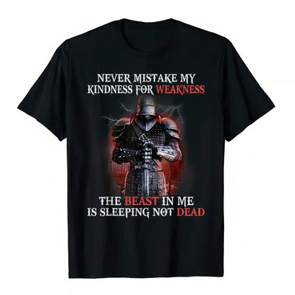 Never Mistake My Kindness for Weakness Men's Knight T-Shirt | S–XXXL UK - Sleeve Detail - QHA UK