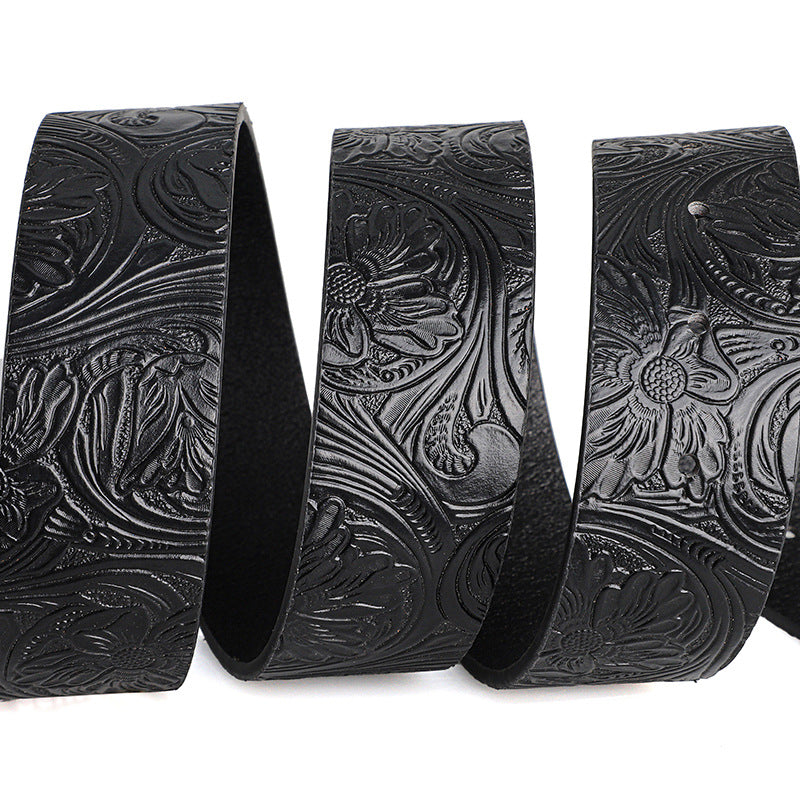 Unisex Retro Rhinestone Buckle PU Belt Boho Punk Hip Hop Fashion Belt - Buckle Detail - QHA UK