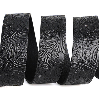 Unisex Retro Rhinestone Buckle PU Belt Boho Punk Hip Hop Fashion Belt - Buckle Detail - QHA UK