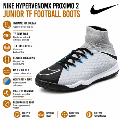 Nike Unisex Jr HypervenomX Proximo 2 DF TF Kids Football Boots UK 4 EU - QHA UK