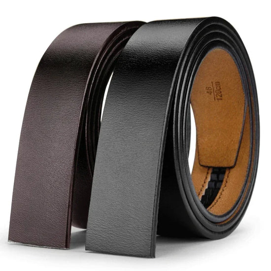 Mens Genuine Leather Belt Strap 3.5cm No Buckle Ratchet Replacement Bl - QHA UK