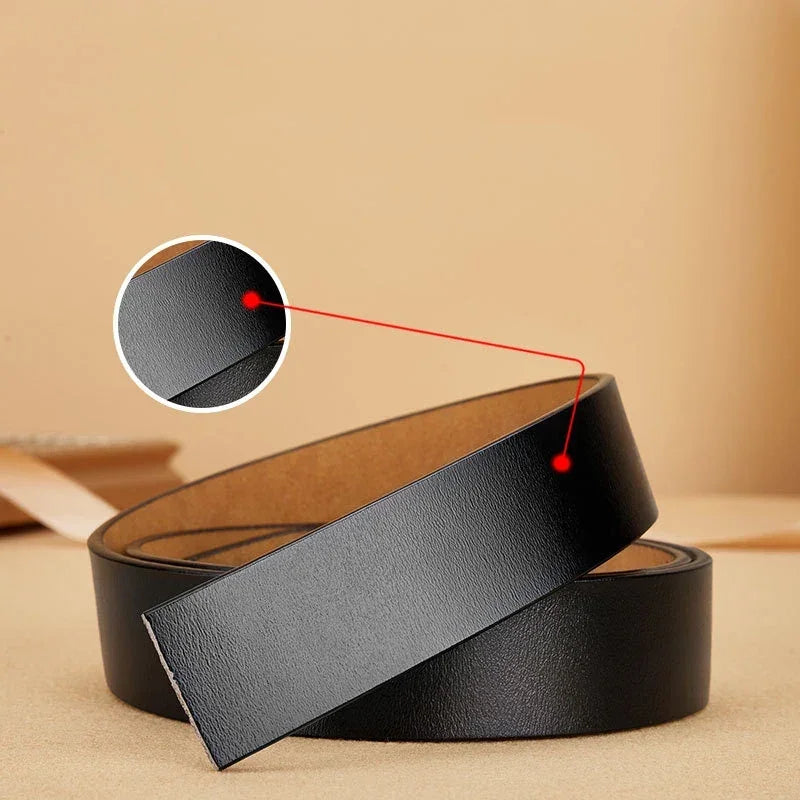 Mens Genuine Leather Belt Strap 3.5cm No Buckle Ratchet Replacement Bl - Buckle Detail - QHA UK
