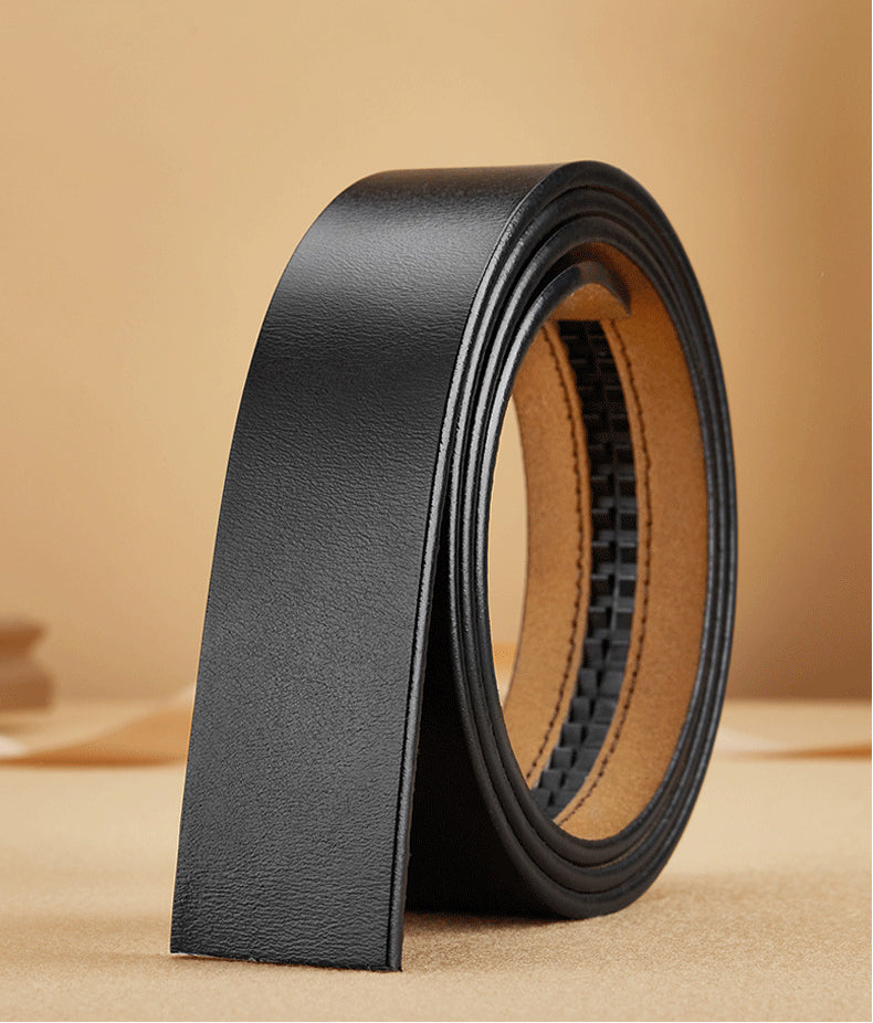 Mens Genuine Leather Belt Strap 3.5cm No Buckle Ratchet Replacement Bl - Buckle Detail - QHA UK