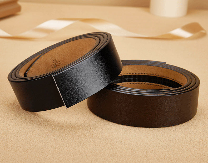 Mens Genuine Leather Belt Strap 3.5cm No Buckle Ratchet Replacement Bl - Buckle Detail - QHA UK