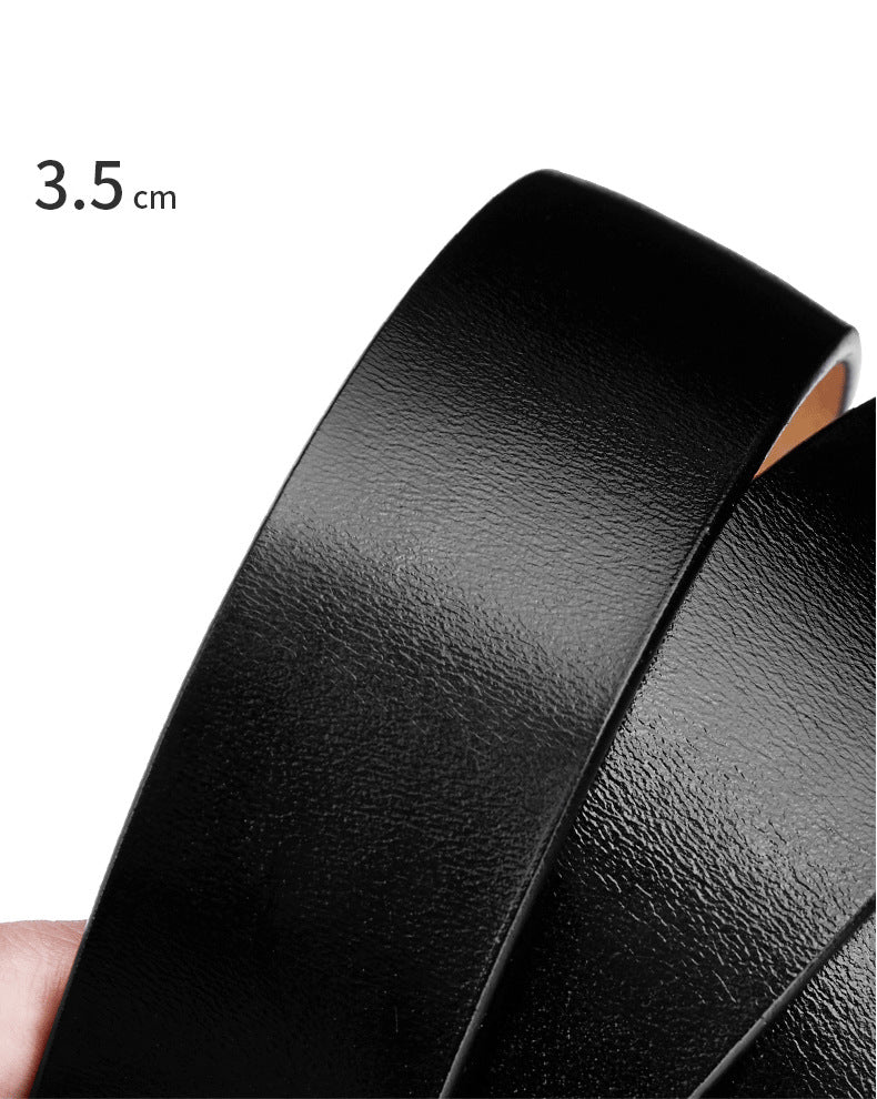 Mens Genuine Leather Belt Strap 3.5cm No Buckle Ratchet Replacement Bl - Buckle Detail - QHA UK