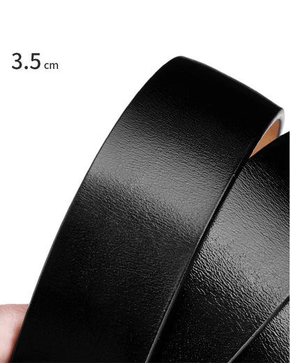 Mens Genuine Leather Belt Strap 3.5cm No Buckle Ratchet Replacement Bl - Buckle Detail - QHA UK