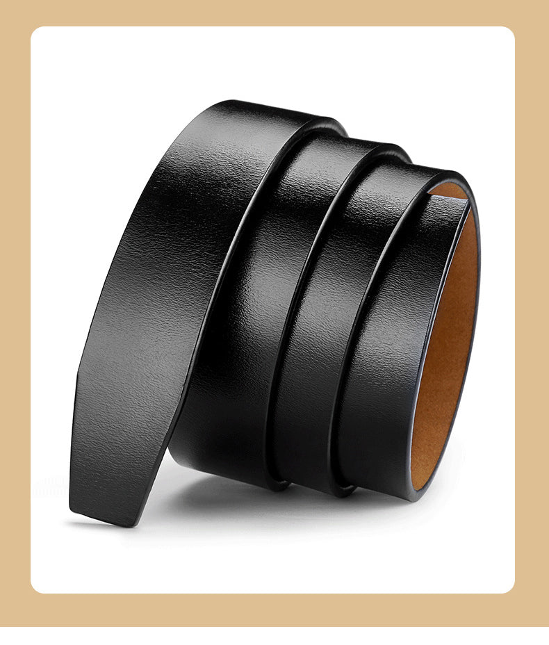 Mens Genuine Leather Belt Strap 3.5cm No Buckle Ratchet Replacement Bl - Buckle Detail - QHA UK