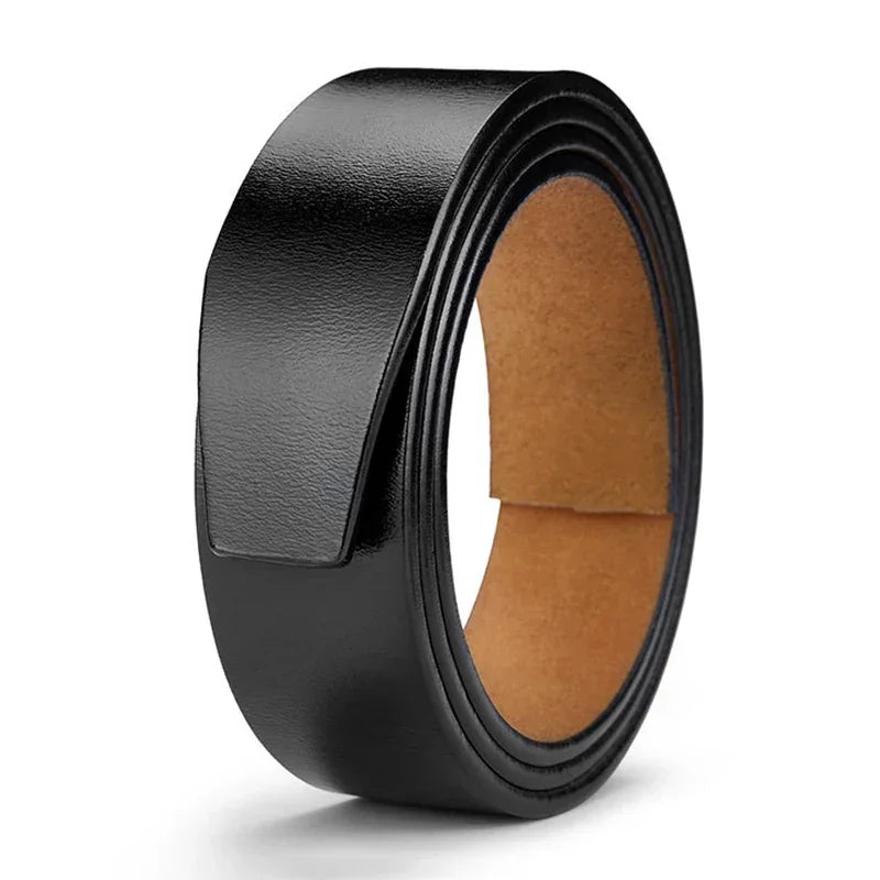 Mens Genuine Leather Belt Strap 3.5cm No Buckle Ratchet Replacement Bl - Buckle Detail - QHA UK