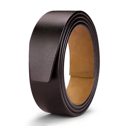 Mens Genuine Leather Belt Strap 3.5cm No Buckle Ratchet Replacement Bl - Buckle Detail - QHA UK