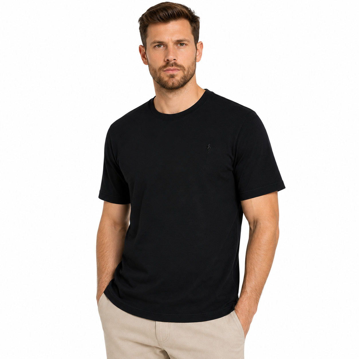 Ochnik Mens Stretch Cotton T-Shirt Crew Neck Logo Tee Regular Fit S-4X - QHA UK