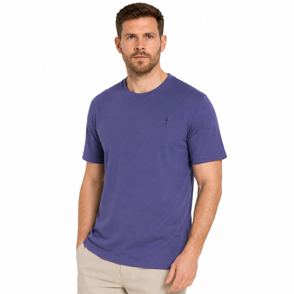 Ochnik Mens Stretch Cotton T-Shirt Crew Neck Logo Tee Regular Fit S-4X - Collar Detail - QHA UK