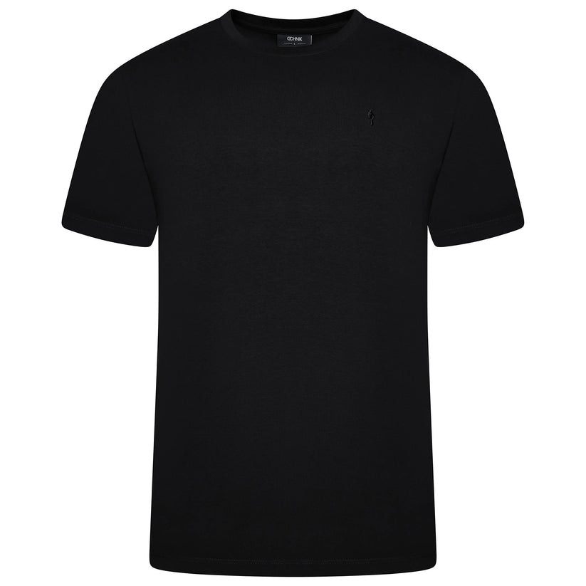 Ochnik Mens Stretch Cotton T-Shirt Crew Neck Logo Tee Regular Fit S-4X - Collar Detail - QHA UK