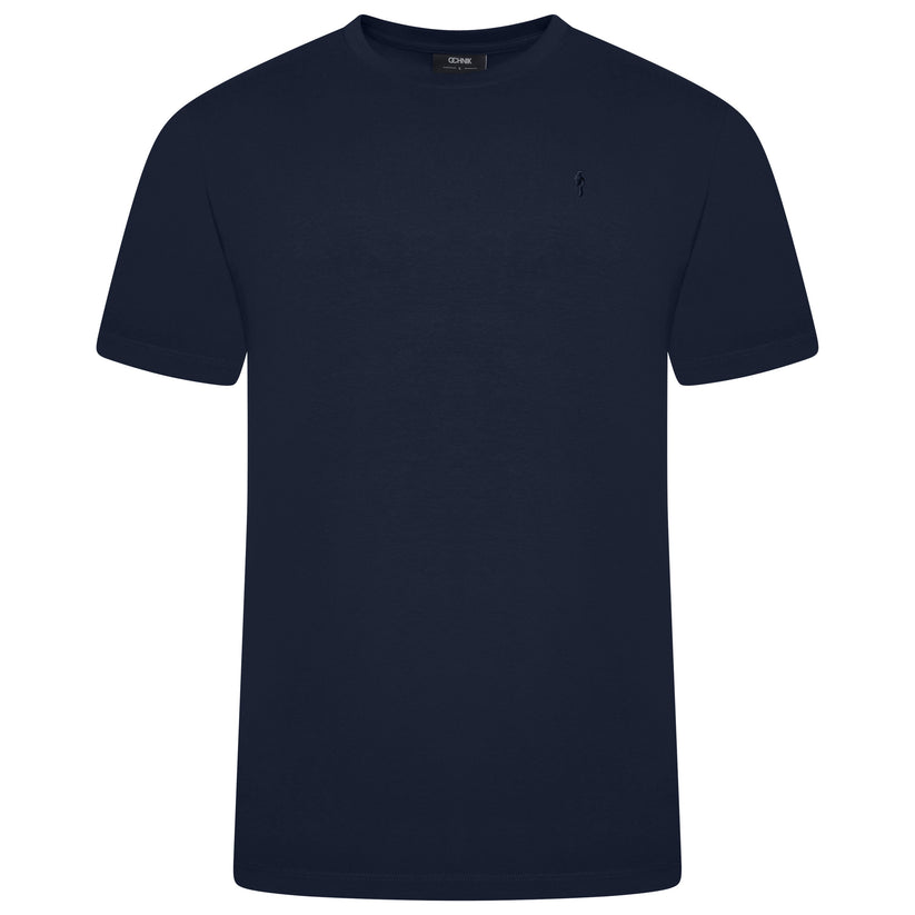 Ochnik Mens Stretch Cotton T-Shirt Crew Neck Logo Tee Regular Fit S-4X - Collar Detail - QHA UK