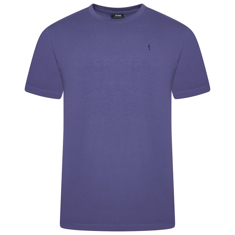 Ochnik Mens Stretch Cotton T-Shirt Crew Neck Logo Tee Regular Fit S-4X - Collar Detail - QHA UK