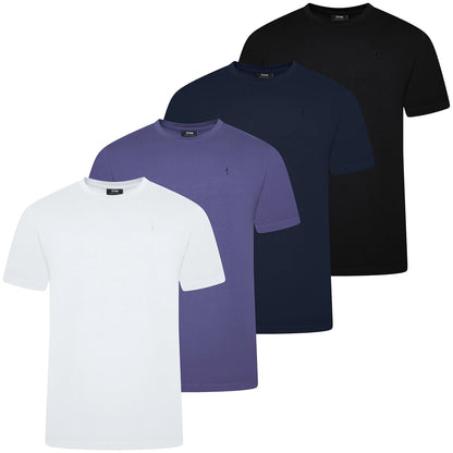 Ochnik Mens Stretch Cotton T-Shirt Crew Neck Logo Tee Regular Fit S-4X - Collar Detail - QHA UK